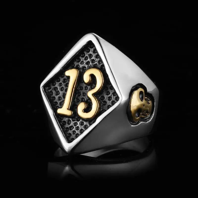 Punk Retro Engraved Number Ring — Stainless Steel