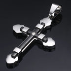 Dropshipping Cross Pendant Necklaces For Men Black Gold Color Silver Color Stainless Steel Charm Chain Male Hip Hop Jewelry KP52