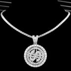 Iced Out Dollar Sign Cuban Pendant — Silver