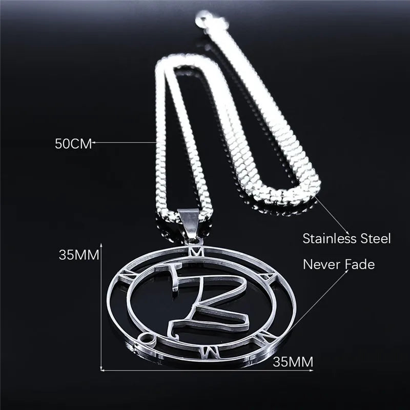 Mammon Silver Round Pendant Necklace — Stainless Steel