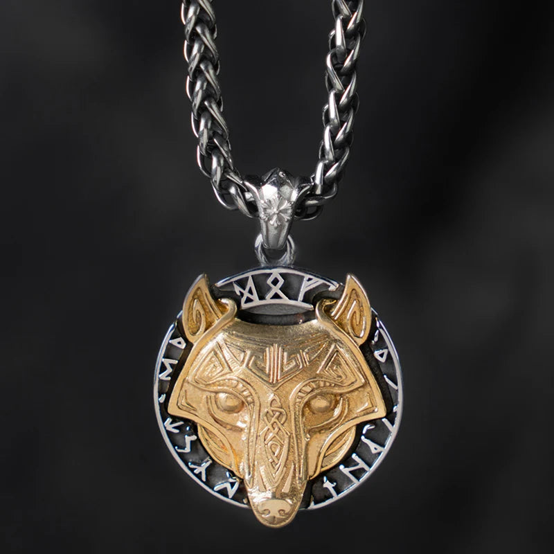 Viking wolf Knot Fenrir  necklace for men  nordic wolf stainless steel pendant