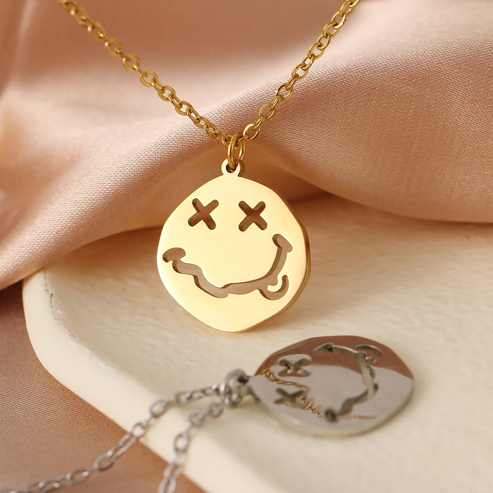 Face Pendant Necklace — Stainless Steel