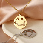 Face Pendant Necklace — Stainless Steel