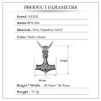 BEIER thor's hammer mjolnir pendant necklace viking scandinavian norse viking necklace with stainless steel chain