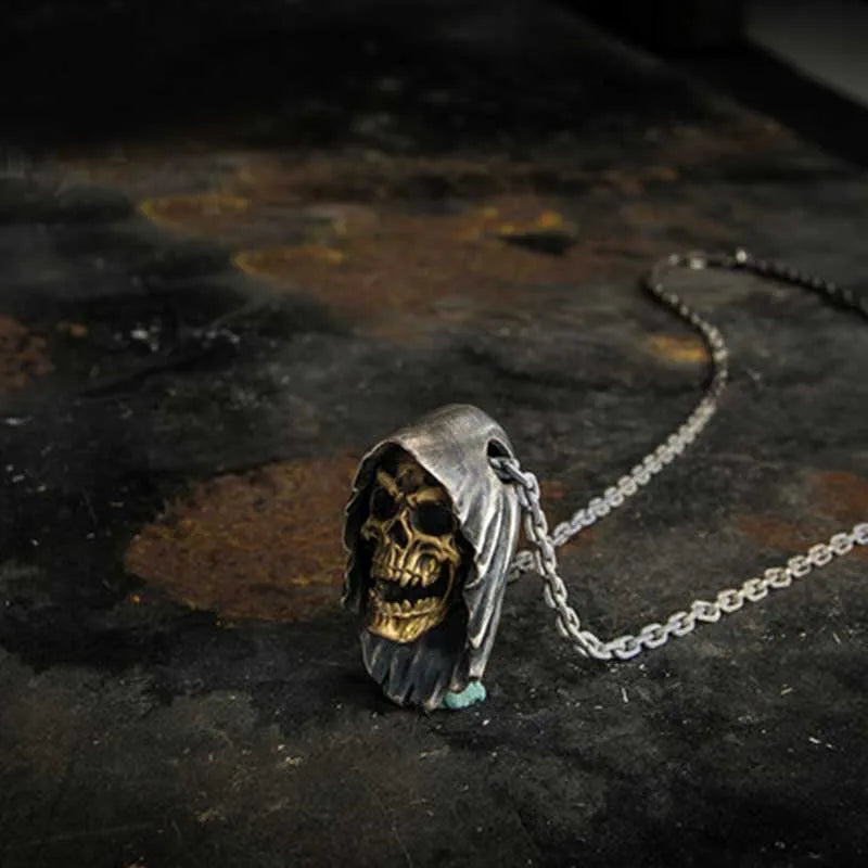 Onlysda Charms pendentif Gold Skull Pendant Necklace Men's Fashion Biker Punk Steel Chain Jewelry Antique Halloween Gift OSDZ035