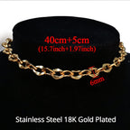 Punk Cuban Link Choker Necklace Collar Statement Chunky Stainless Steel Gold Color Thick Chain Necklace For Men Women Jewelry