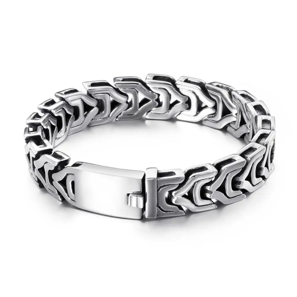 13mm Fashion Chain Bracelet For Men Stainless Steel Arrow Bracelets Silver Color