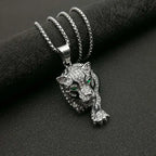 Tiger Crystal Pendant Necklace — Stainless Steel