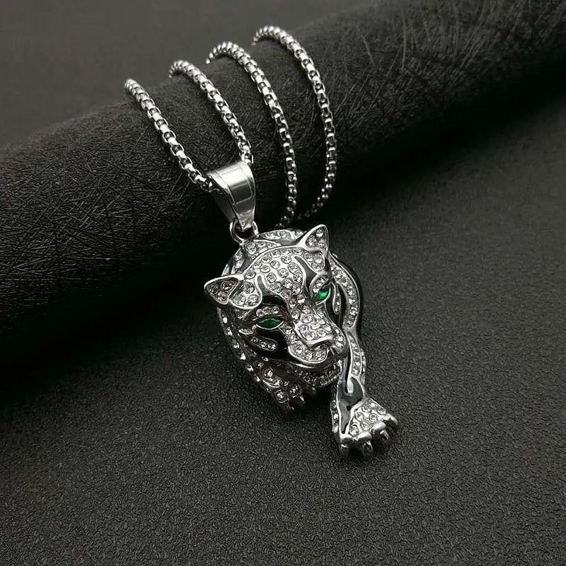 Tiger Crystal Pendant Necklace — Stainless Steel