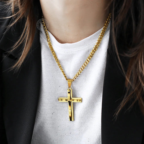 Cross Pendant Necklace — Two-tone