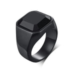 12.5mm Black Square Signet Ring — Stainless Steel