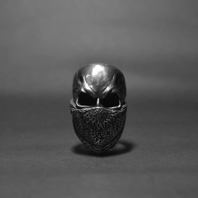 Onlysda Anillo Hombre Stainless Steel Gothic Skull Mask Ring Biker Hiphop rock Jewelry Unique Halloween Gift for Men