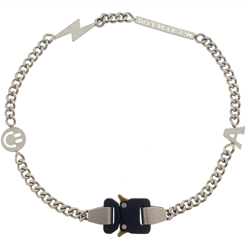 HANGZHI 2021 NEW Hip Hop Punk Titanium Steel Street Men and Women Letters Metal Safety Buckle Necklace Fashion Jewelry