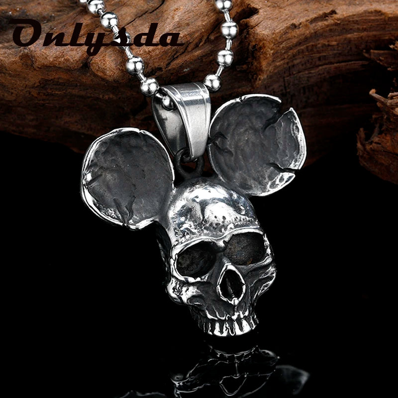 Sliding Skull Pendant Necklace — Stainless Steel