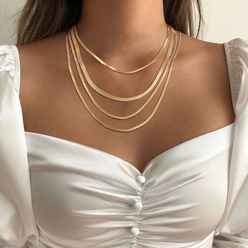 Gold Snake Chain Necklace — 38-60cm