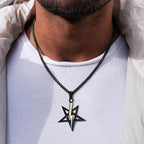 PENTAGRAM WITH LIGHTNING BOLT PENDANT SATANIC SYMBOL STAINLESS STEEL ANTON LAVEY SIGIL NECKLACE AMULET TALISMAN SIGN