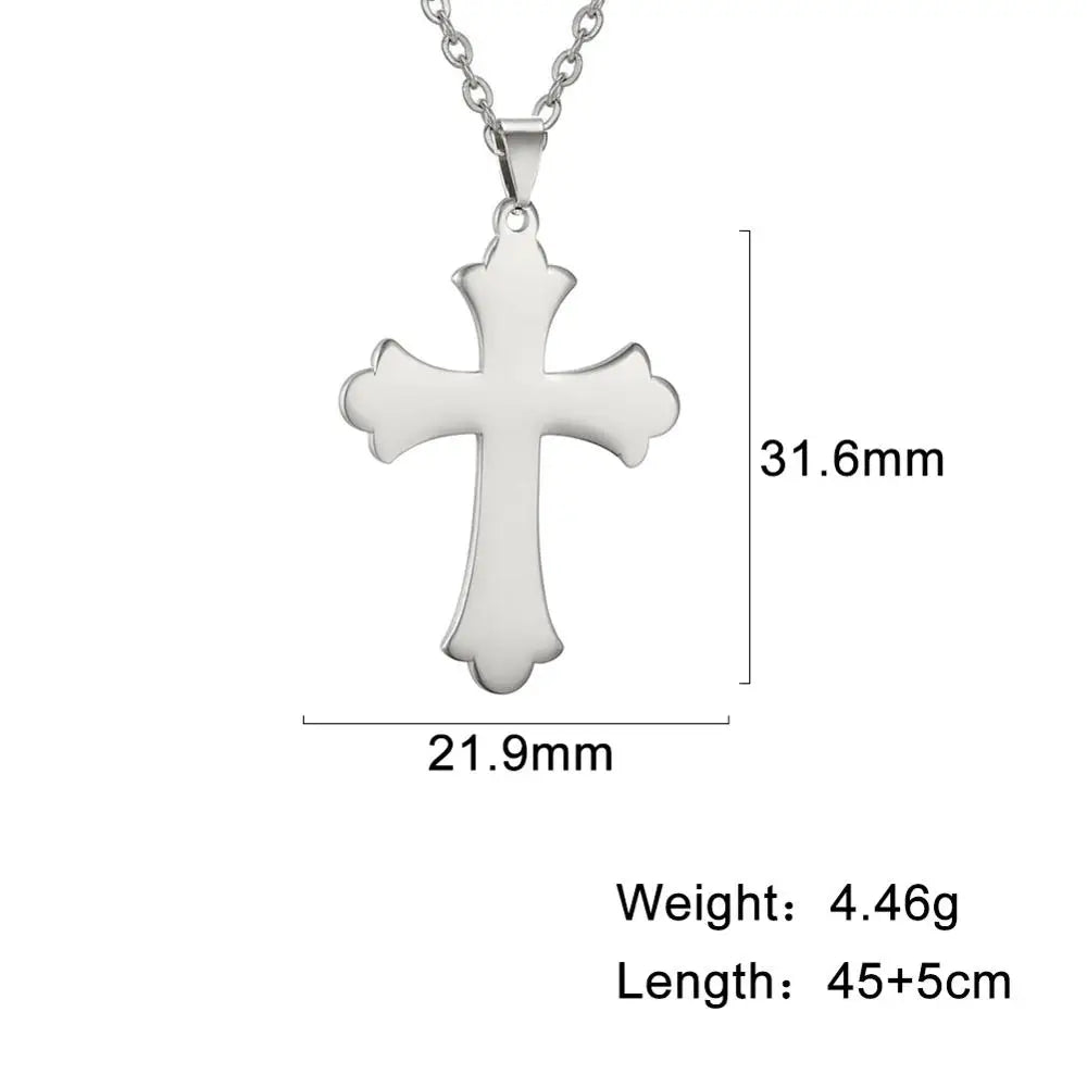 Religious Jesus Cross Pendant Necklace — Stainless Steel Chain