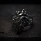 Stainless Steel Unique New Vintage Heart Ring Biker Punk Rock Gothic Punk Santa Muerte Jewelry Ring Party Wholesale