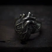 Stainless Steel Unique New Vintage Heart Ring Biker Punk Rock Gothic Punk Santa Muerte Jewelry Ring Party Wholesale