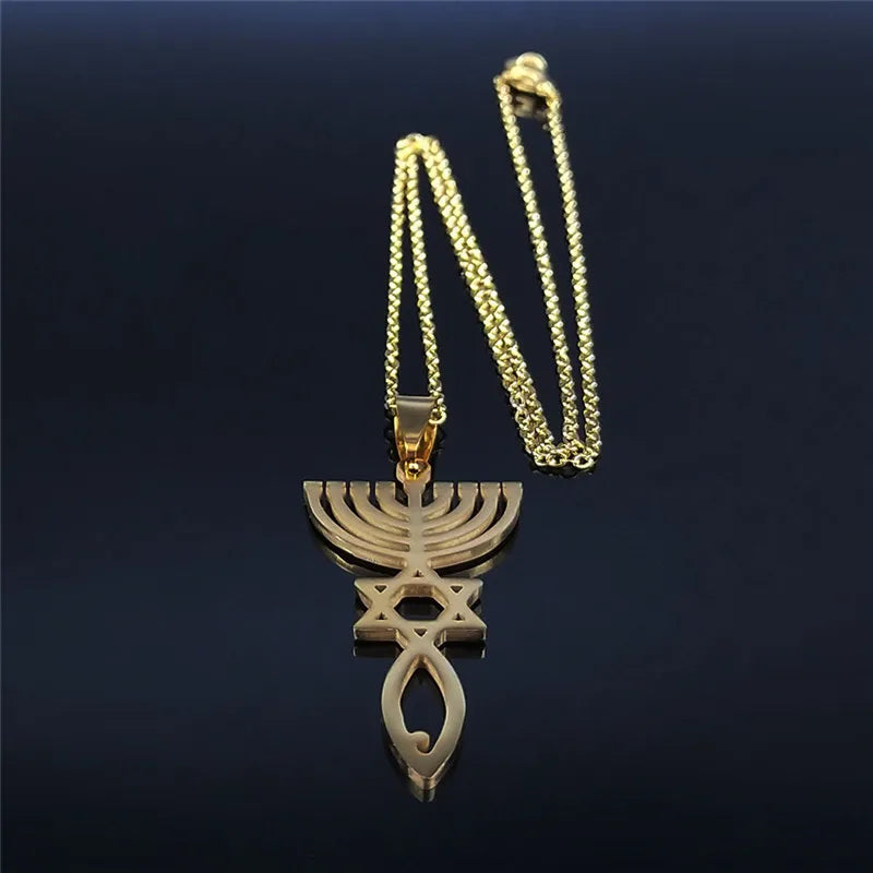 Messianic Silver Pendant Necklace — Stainless Steel