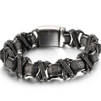Vintage Solid Stainless Steel Bracelet For Man Masculine 15MM Chain Men's Bracelets Hand Jewelry Resell