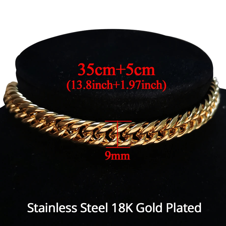 Punk Cuban Link Choker Necklace Collar Statement Chunky Stainless Steel Gold Color Thick Chain Necklace For Men Women Jewelry