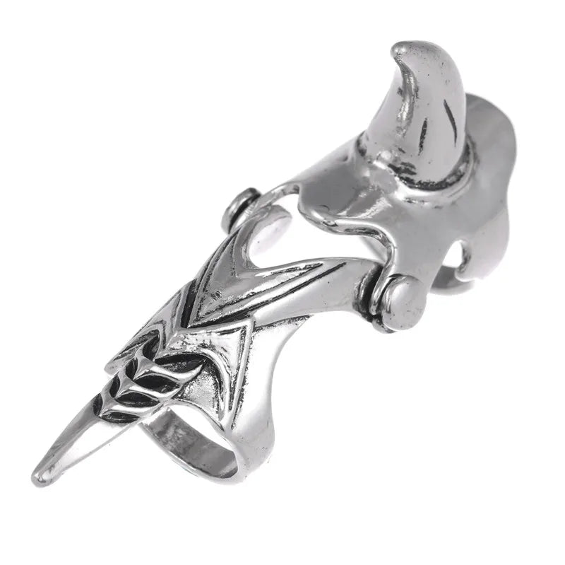 Gothic Punk Knuckle Ring Retro Rhino Gothic Scroll Armor Knuckle Metal Full Ring Cool Ring Men Boyfriend Gift Fine Jewlery