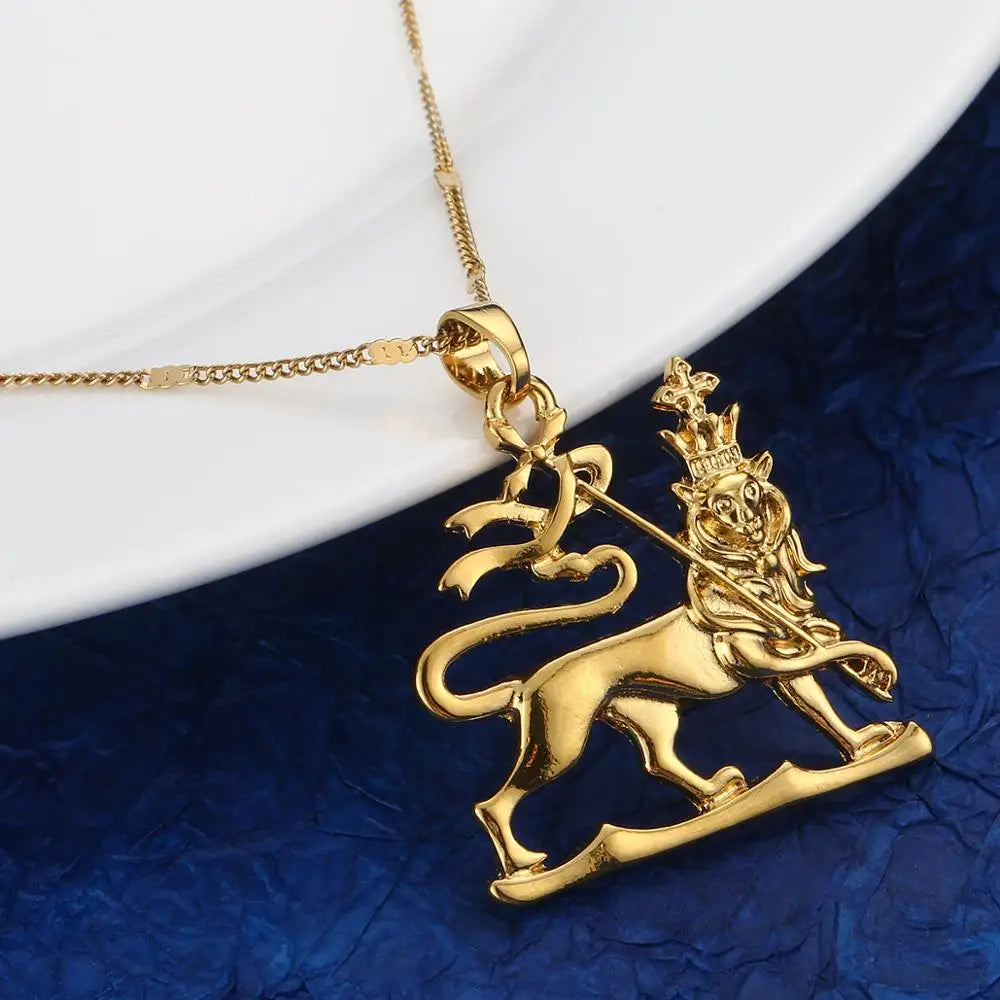 Ethiopian Lion of Judah Pendant — Gold
