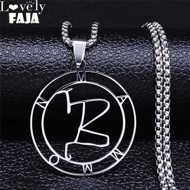 Mammon Silver Round Pendant Necklace — Stainless Steel