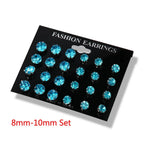 New 12 Pair/Pack White Shiny Wedding Stud Earrings Set For Women Men Crystal Jewelry Accessories Oorbellen Jewelry