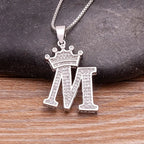 Nidin Luxury A-Z Crown Alphabet Pendant Chain Necklace Punk Style Lucky Initial Name Jewelry Fine Party Wedding