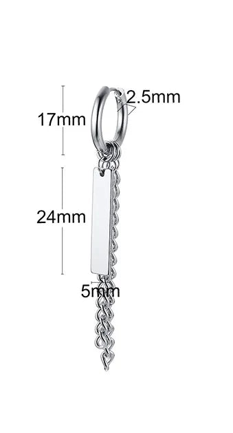Silver Paperclip Hoop Earrings — Stainless Steel