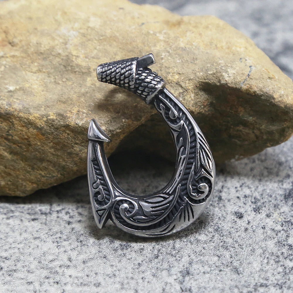 Viking Anchor Hook Pendant — Stainless Steel
