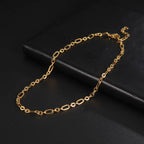 Paperclip & Cable Link Chain Choker Necklace — Stainless Steel