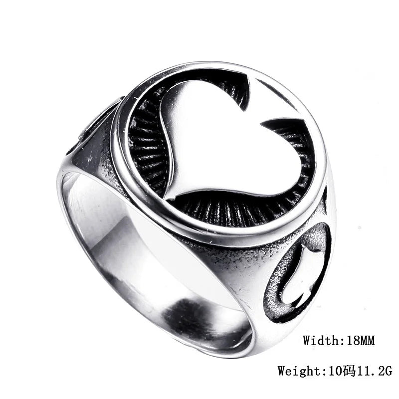 Lucky Ace of Spades Ring for Men — Gambler Band, Stainless Steel