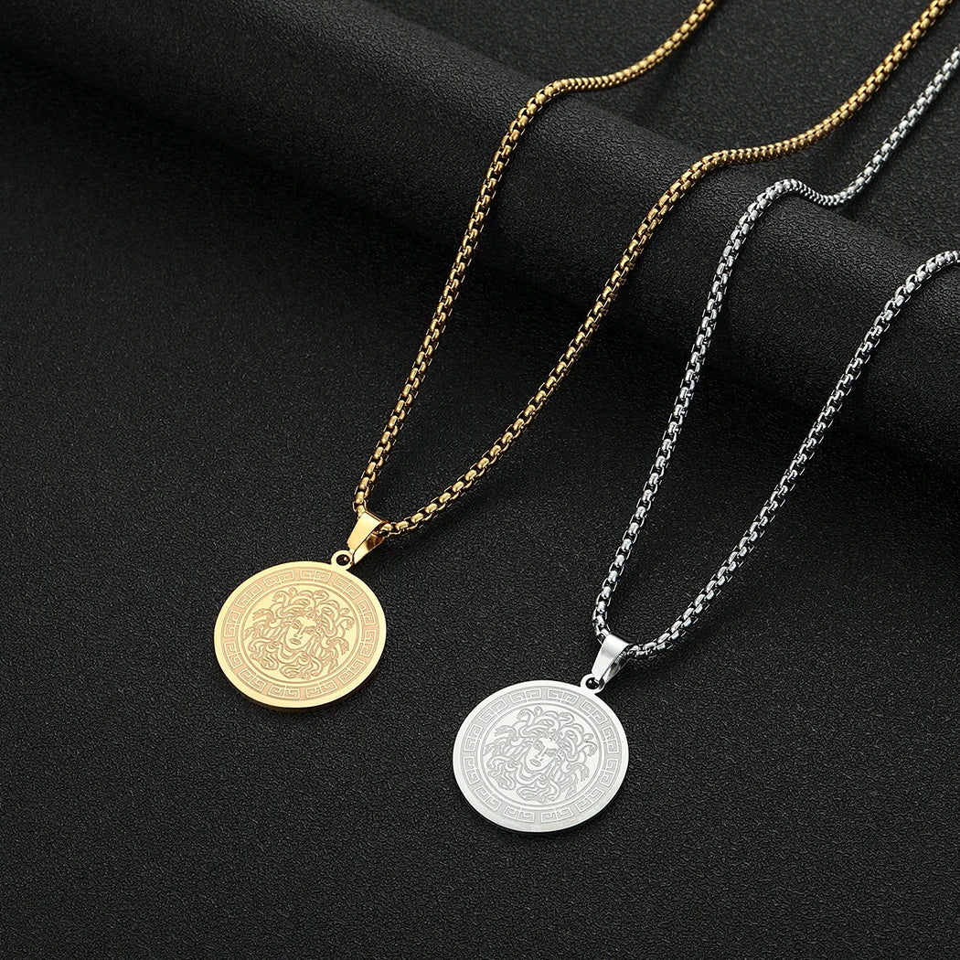 Chandler Medusa Necklace Greek Mythology Ancient Greek Symbol Medusa Pagan Dainty Charm Medusa Charm Stainless Steel
