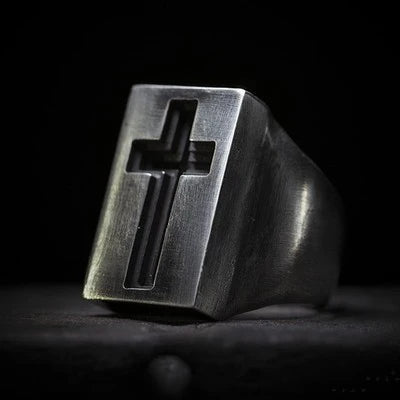 Christmas Goth Cross Ring Men Rings Punk Hip Hop for Boyfriend Male Stainless Steel Jewelry Creativity Gift Wholesale OSR608