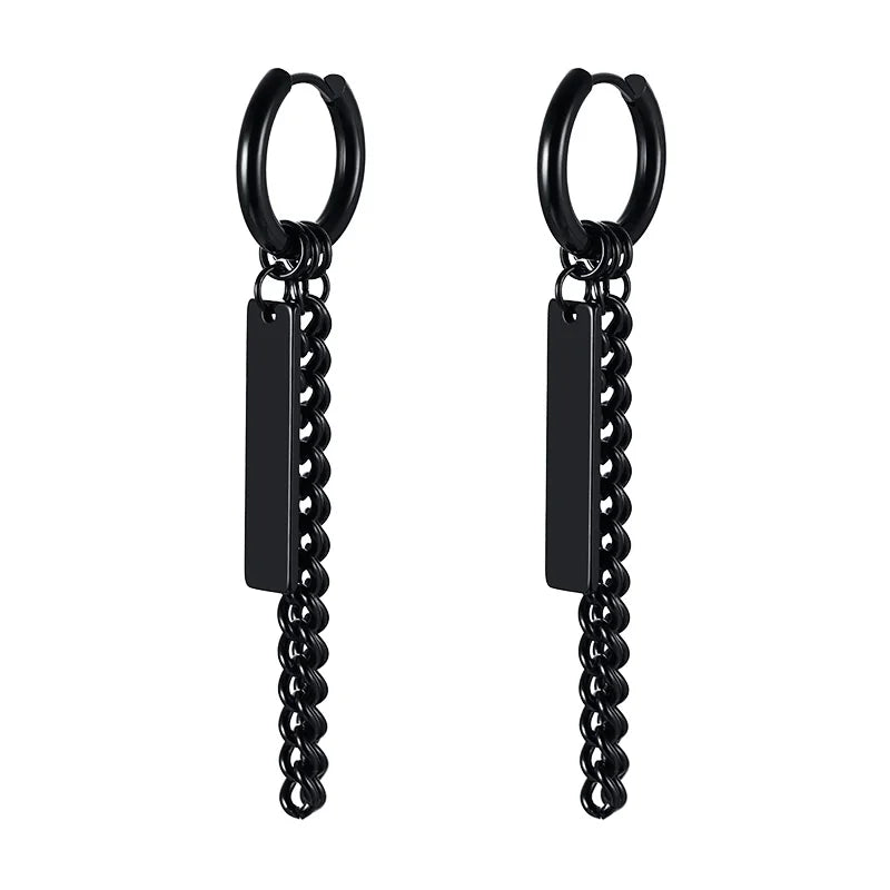 Silver Paperclip Hoop Earrings — Stainless Steel