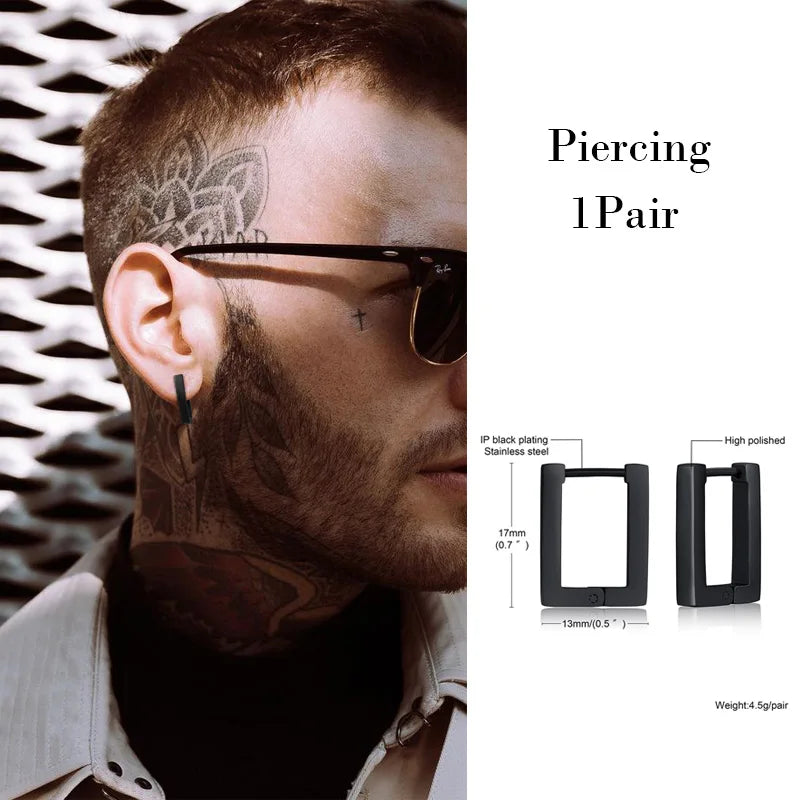 Minimal Rectangular Stud Earrings — Stainless Steel