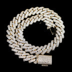 Big Heavy Hip Hop ice Men Boy Jewelry Micro Pave CZ Rose Gold Two Tone Color Rock Punk Ice Out Cuban Chain Necklace 19mm