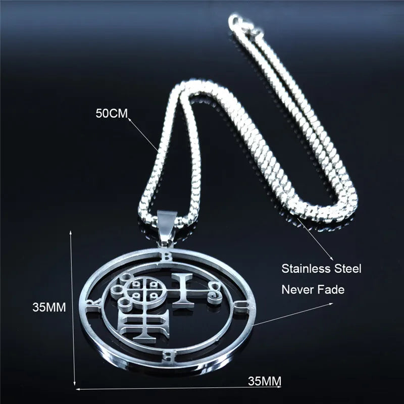 Demon Seal Silver Pendant Necklace — Stainless Steel