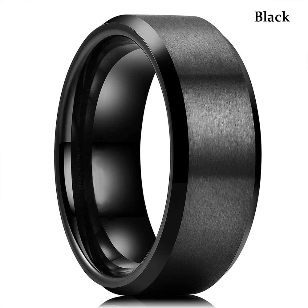 Fashion Black Stainless Steel Rings for Men With Guitar String Inlay Guitarist Ring For Musician Wedding Jewelry Drop
