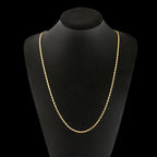 DOTEFFIL 18K Gold 2mm Charm Chain Necklace 16/18/20/22/24/26/28/30 Inch For Women Man Wedding Fashion Jewelry