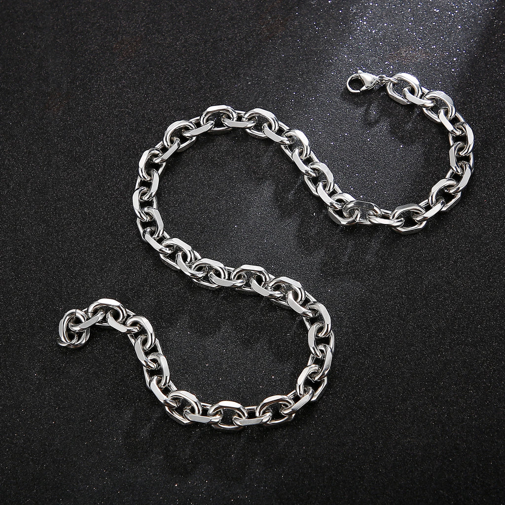 Kalen Gold/Silver Color O-Chain Geometric Stitching Necklace Men's Stainless Steel Jewelry Wholesale