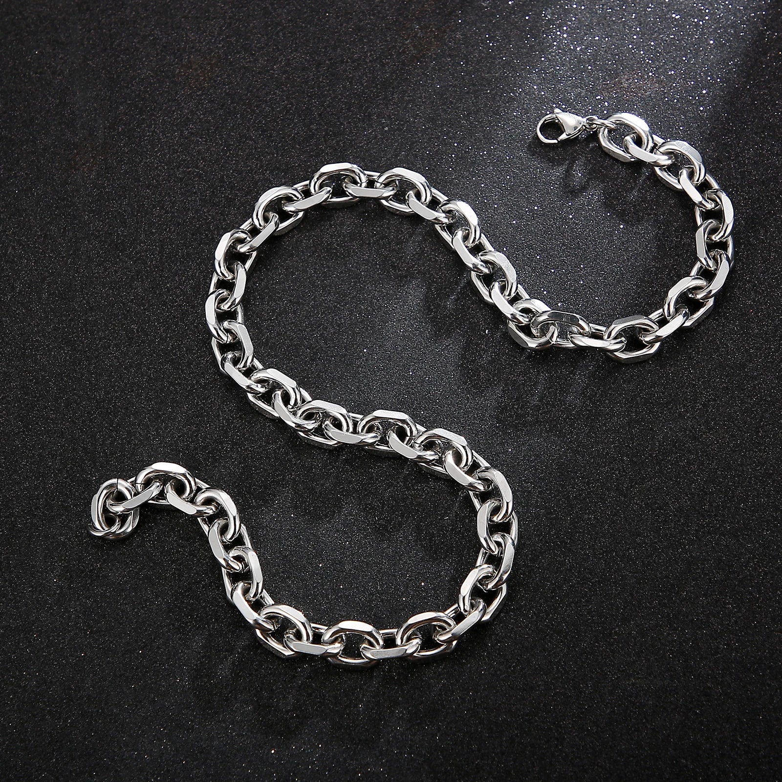 Kalen Gold/Silver Color O-Chain Geometric Stitching Necklace Men's Stainless Steel Jewelry Wholesale