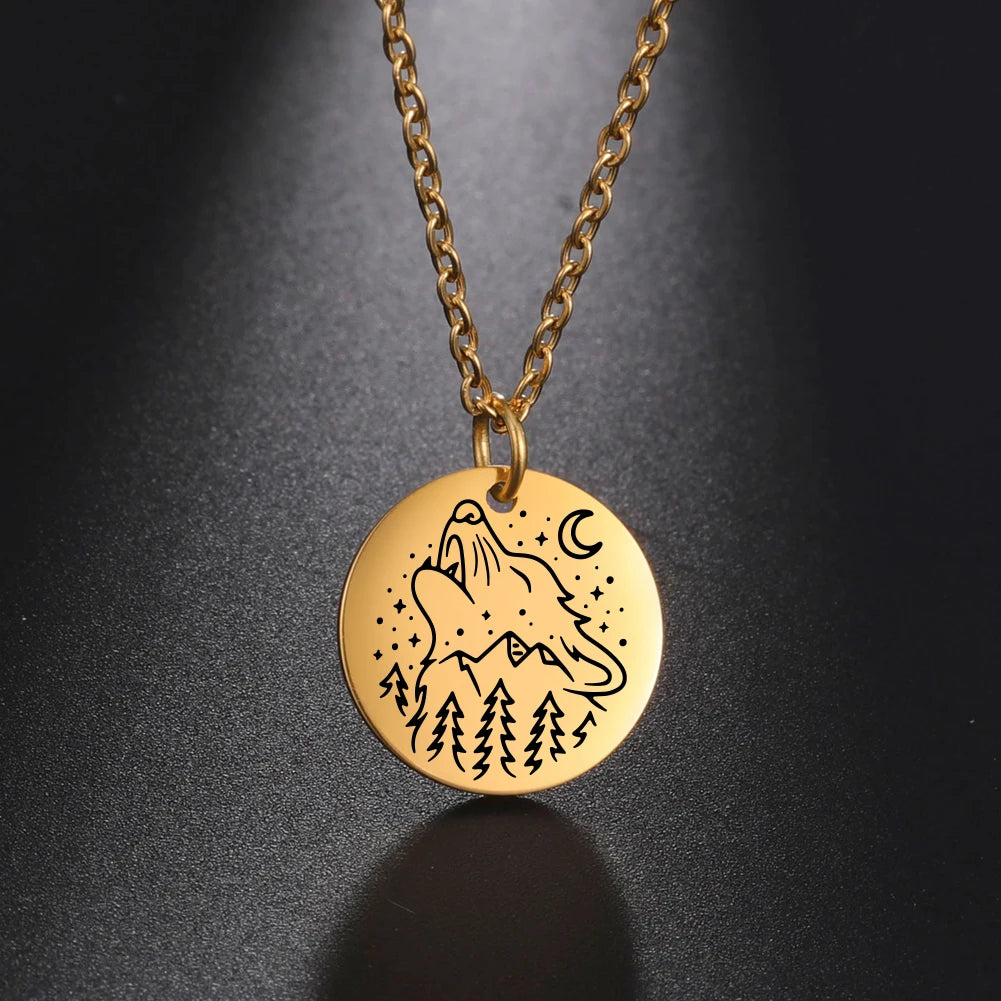 Wolf Moon Pendant Necklace — Silver