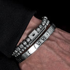 Luxury Royal King Crown Men Bracelets Roman Numeral Bracelet Unique Design Braided Adjustable Bangle Pulseira