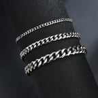 Sifisrri Punk Men 3/5/7mm Stainless Steel Curb Cuban Link Chain Bracelets Gold Color Solid Chains Unisex Wrist Jewelry Gift