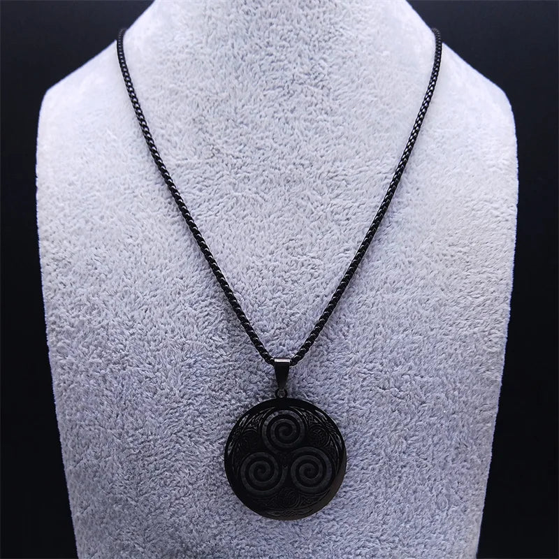 Viking Steel Pendant Vortex Triskele Irish Long
