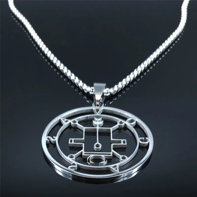 Silver Demon Seal Statement Necklace — Stainless Steel